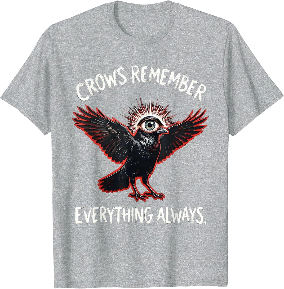 Men's Crows Remember Everything Always Crow Design T-Shirt - Heather Grey
