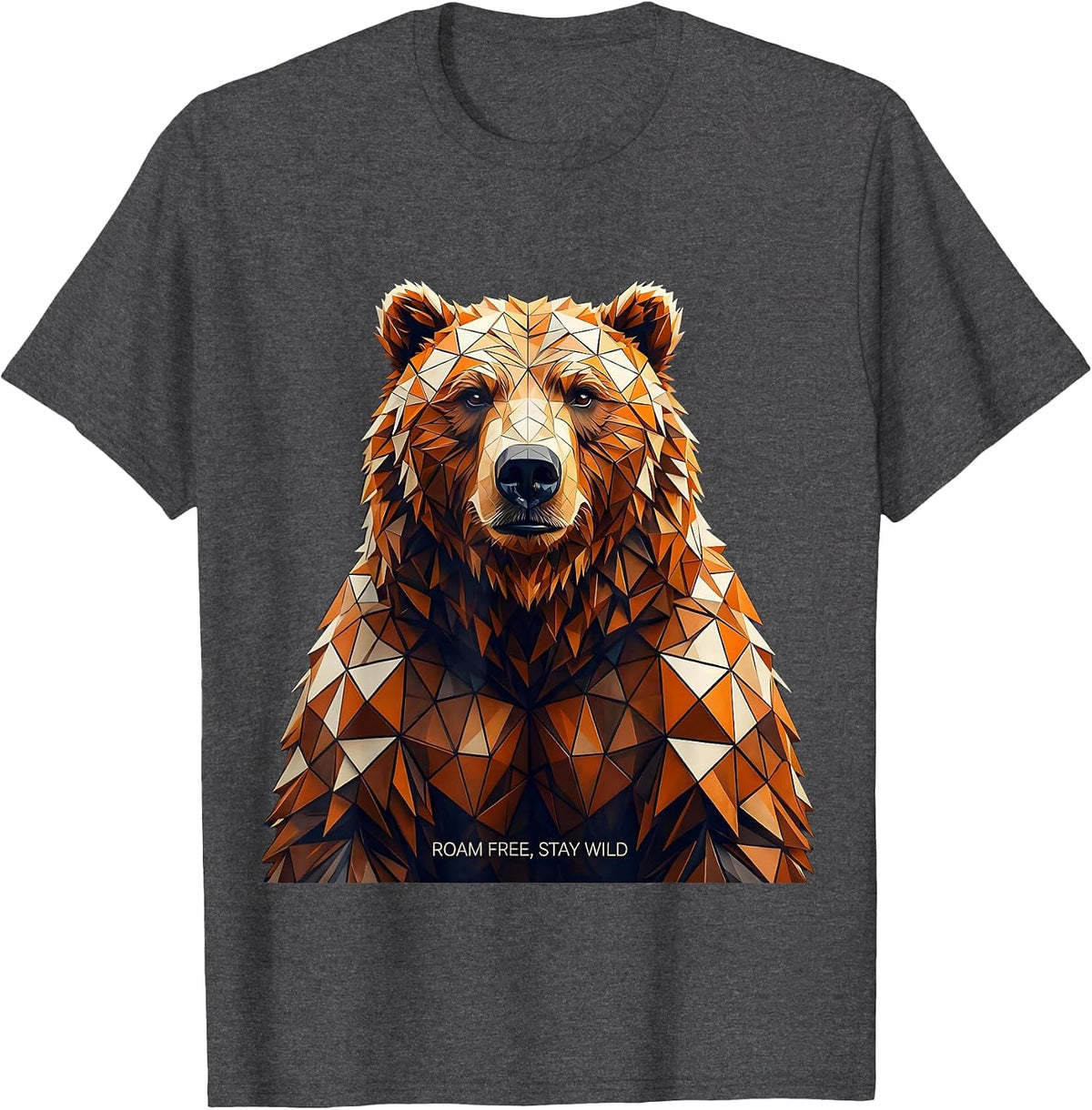 Bears Roam Free Stay Wild Nature Design T-Shirt - Dark Heather Grey