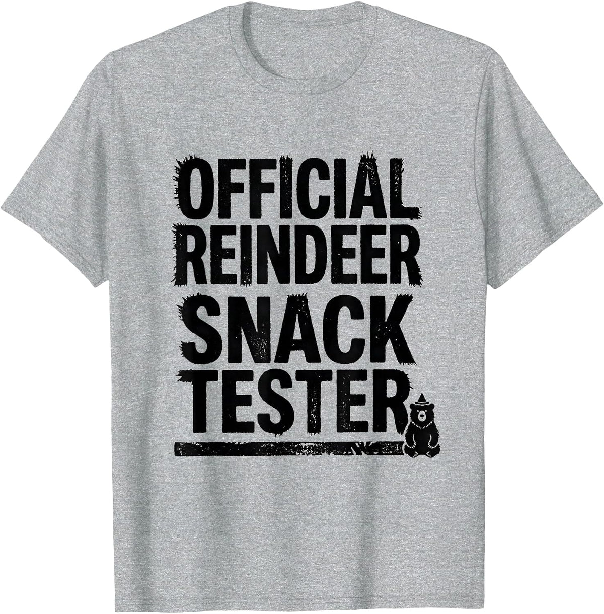 Men's Official Reindeer Snack Tester Funny Bear Christmas Humor T-Shirt - Heather Grey