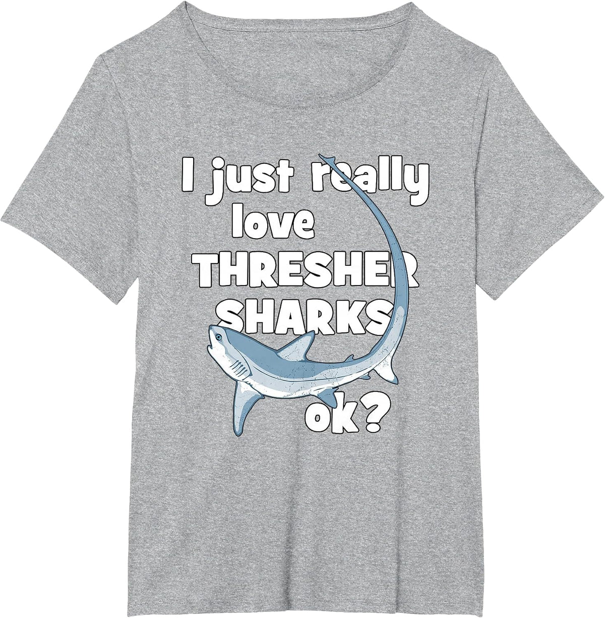 Cute Thresher Shark T-Shirt - Heather Grey