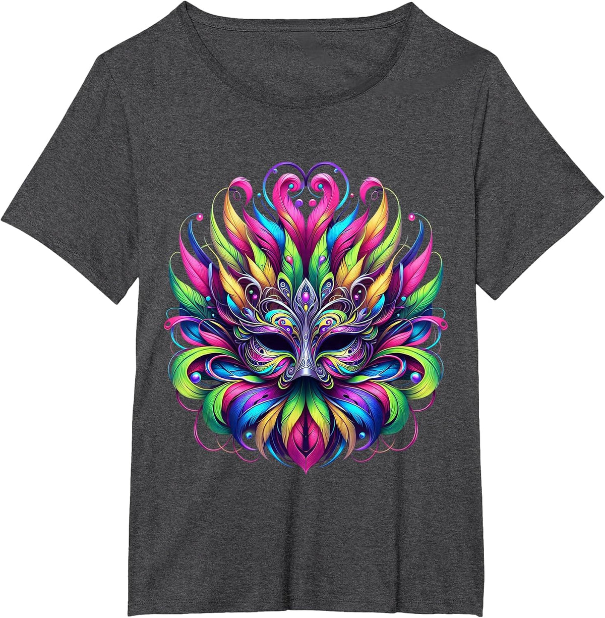 Mardi Gras Mask Carnival Rio T-Shirt - Dark Heather Grey