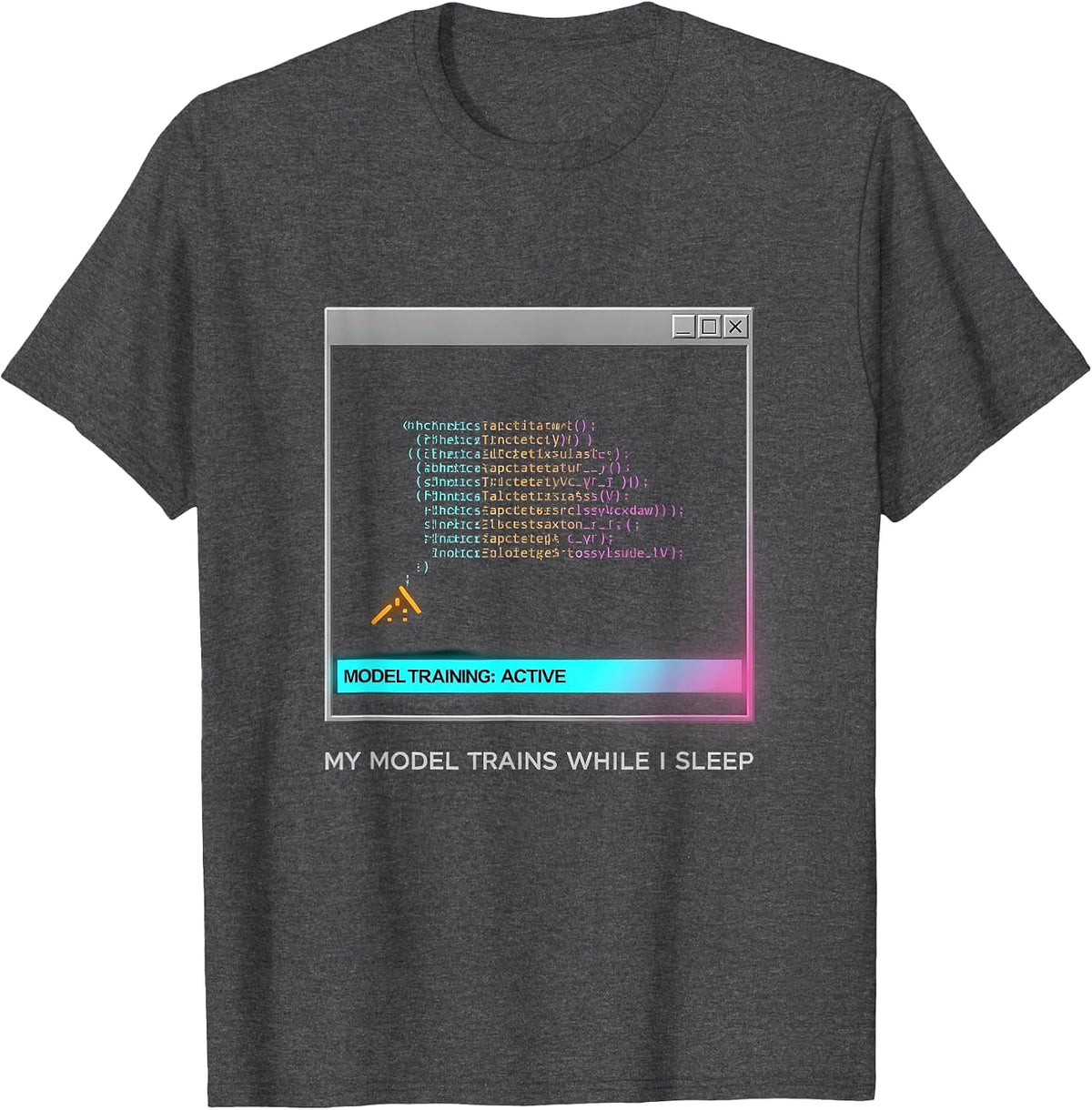 My Model Trains While I Sleep Funny Programmer Developer T-Shirt - Dark Heather Grey