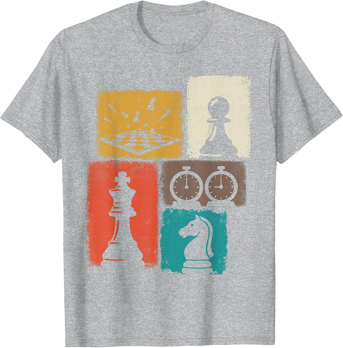 Chess Vintage Collage Player Grandmaster Board Gamer T-Shirt - Heather Grey