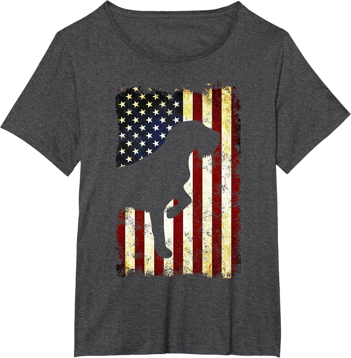 Wirehaired Pointing Griffon Silhouette American Flag T-Shirt - Dark Heather Grey
