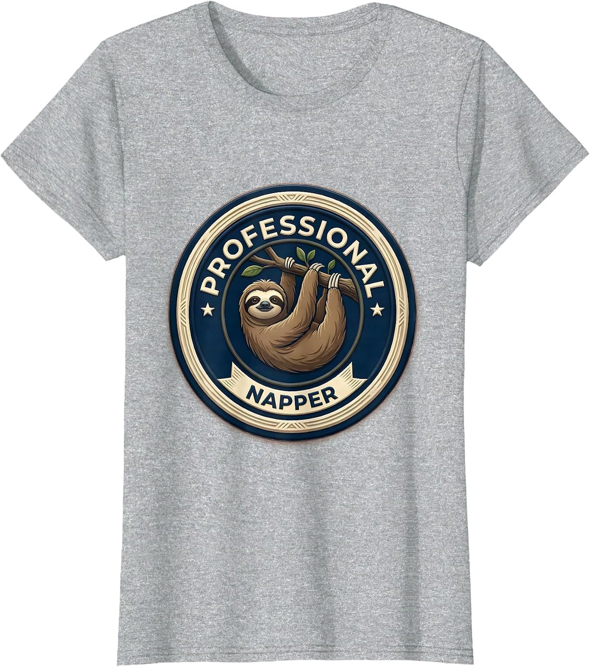 Professional Napper Funny Sloth Lover Humor T-Shirt - Heather Grey