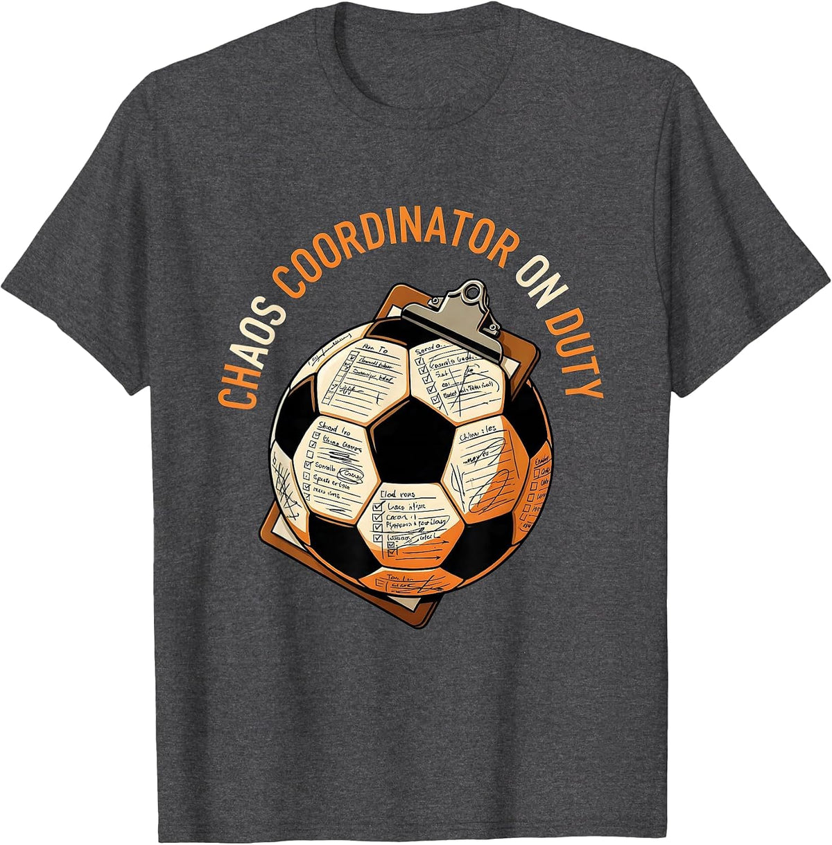 Chaos Coordinator On Duty Soccer Mom Design T-Shirt - Dark Heather Grey
