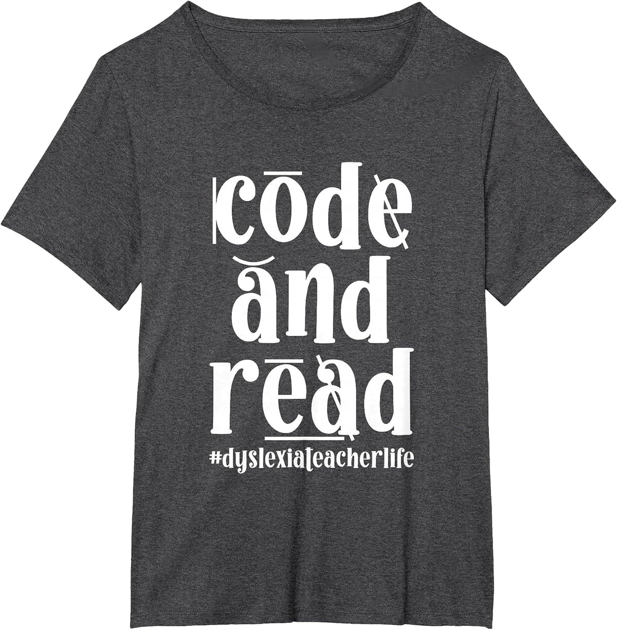 Code and Read Dyslexia Teacher Dyslexia Therapist T-Shirt - Dark Heather Grey