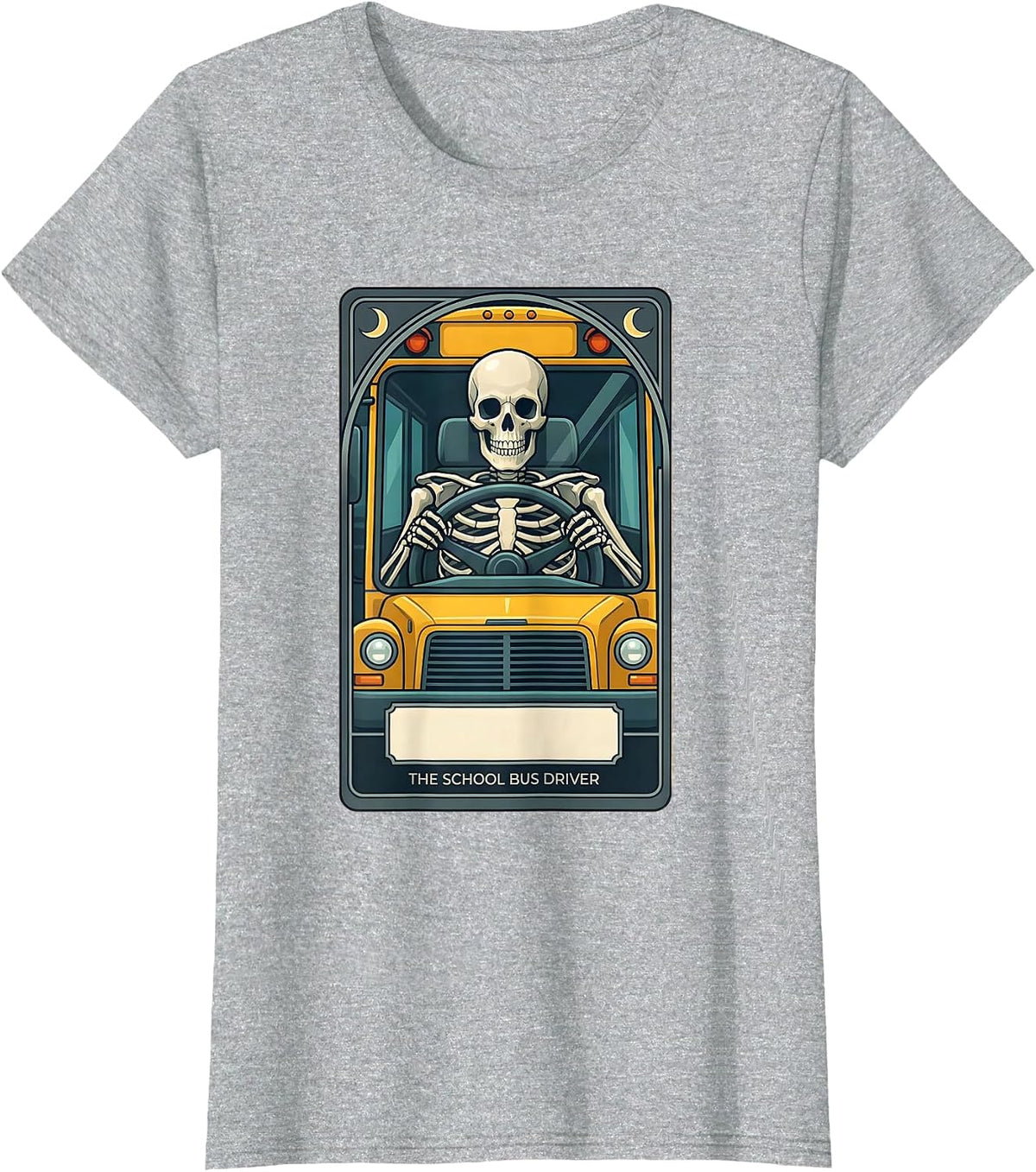 The School Bus Driver Skeleton Tarot Card Vintage Halloween T-Shirt - Heather Grey