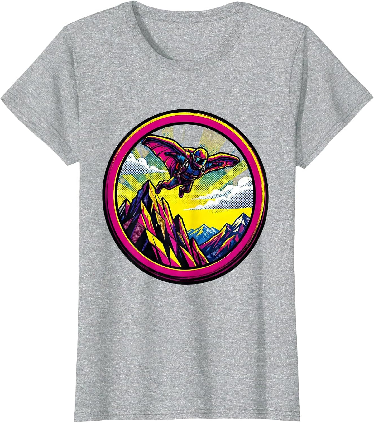 I Do My Own Stunts Base Jumping Graphic T-Shirt - Heather Grey