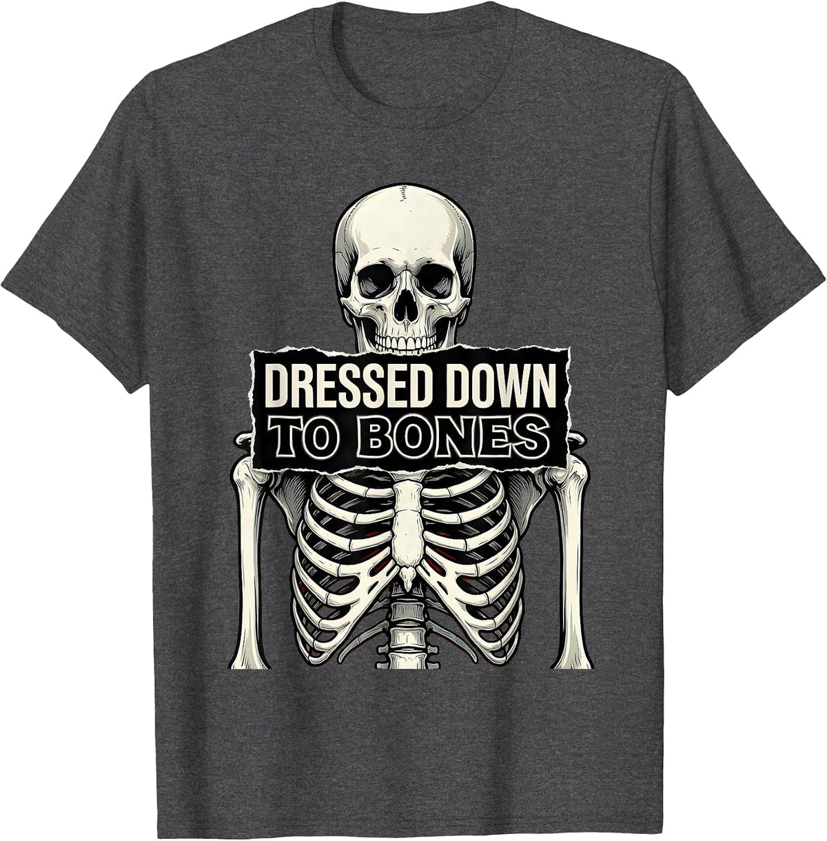 Men's Dressed Down to Bones Skeleton Graphic Design T-Shirt - Dark Heather Grey
