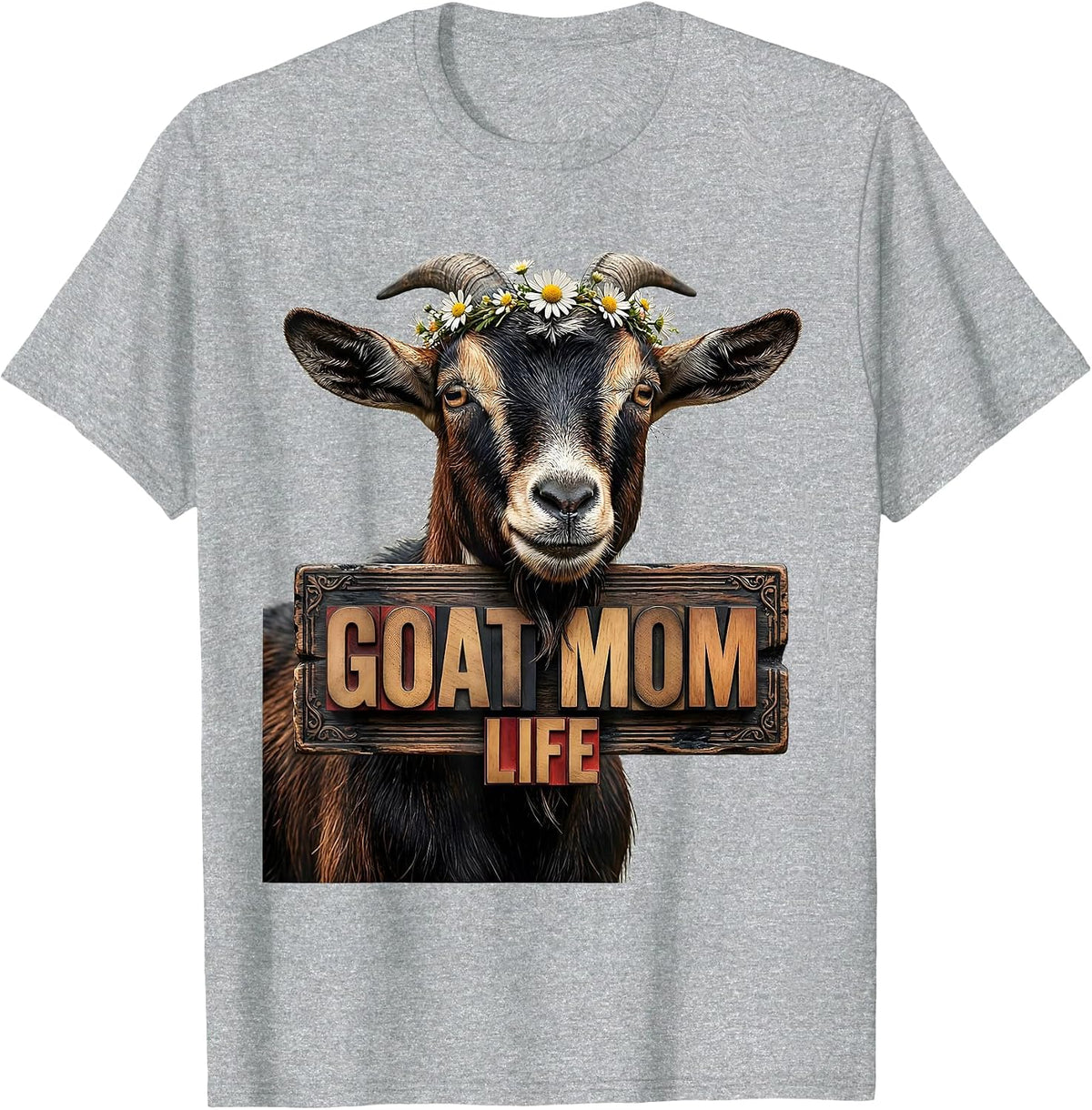 Men's Goat Mom Life Funny Goat Lover Design T-Shirt - Heather Grey