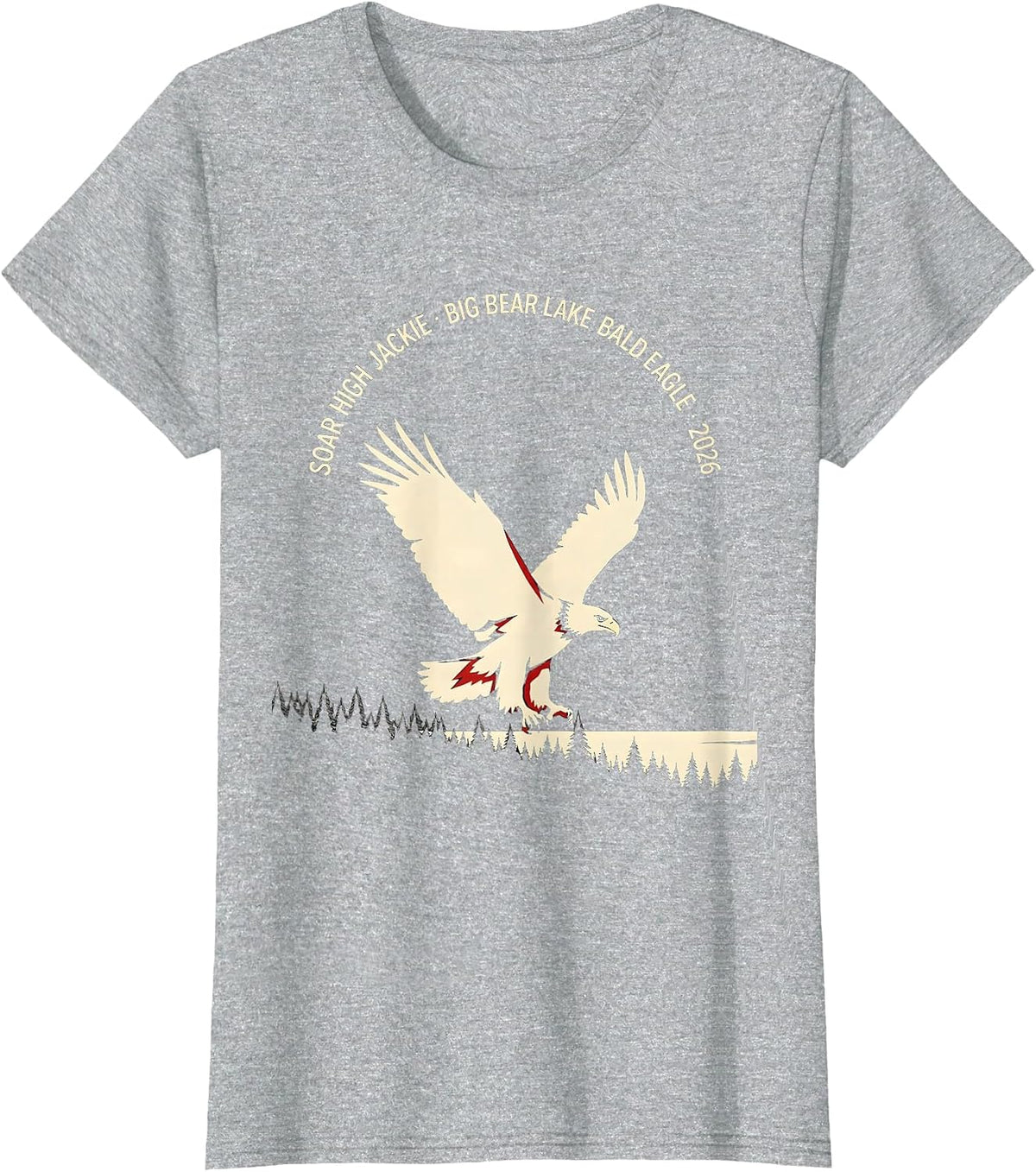 Soar High Jackie Big Bear Lake Bald Eagle Memorial T-Shirt - Heather Grey
