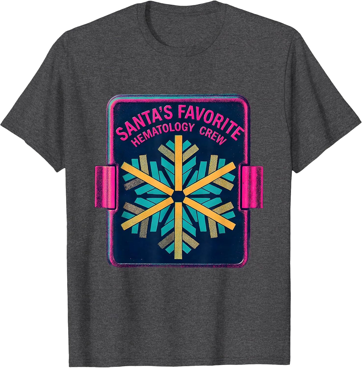 Santa's Favorite Hematology Crew Risograph Lab Tech T-Shirt - Dark Heather Grey