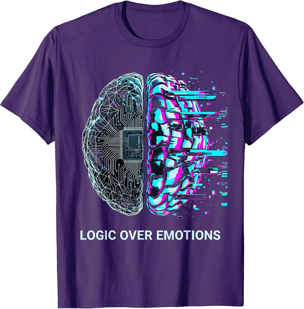 Logic Over Emotions Bold Mindset Design T-Shirt - Purple