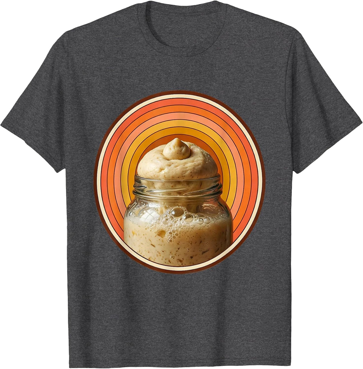 Sourdough Starter Bubbling Glass Jar Illustration T-Shirt - Dark Heather Grey