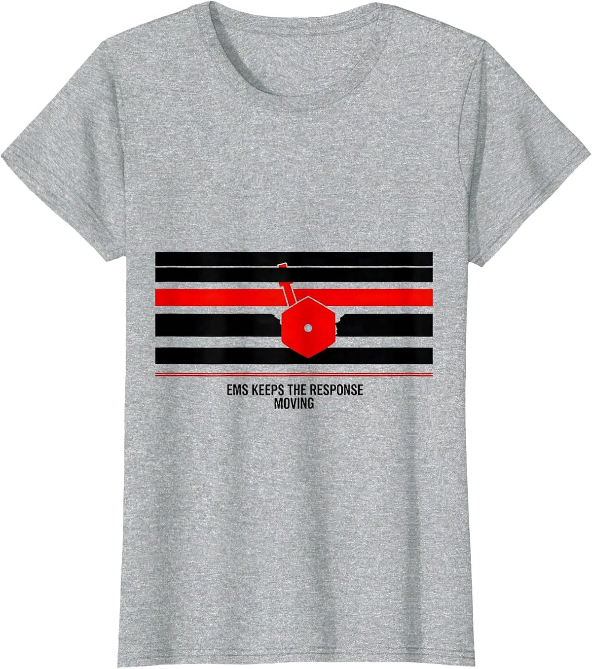 EMS Keeps The Response Moving Patriotic Tribute First T-Shirt - Heather Grey