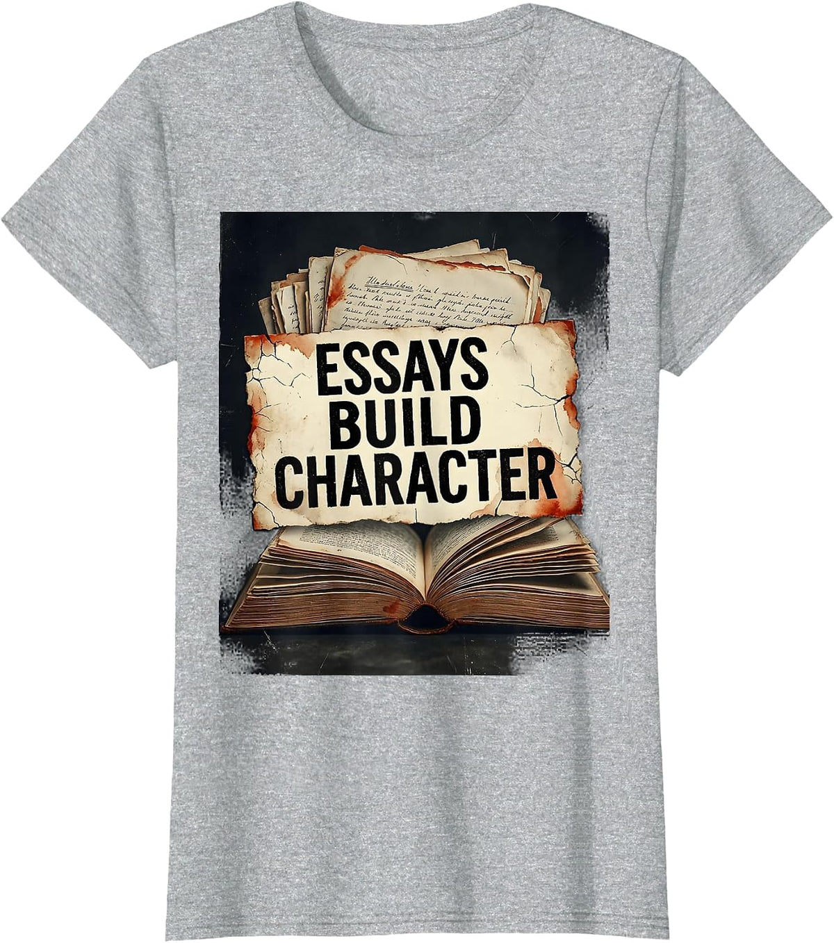 Essays Build Character English Teacher Design T-Shirt - Heather Grey