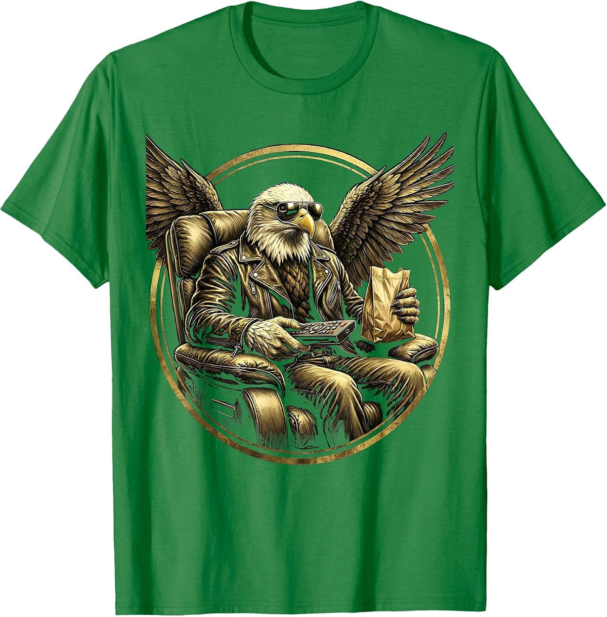 Men's Bald Eagle Arrow and Olive Branch Patriotic Design T-Shirt - Kelly Green