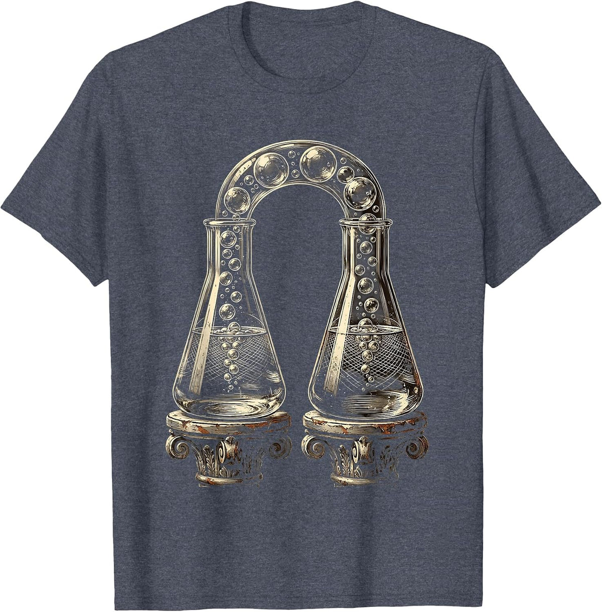 Science Teacher Chemistry Flask Bubbling Lab Design T-Shirt - Heather Blue