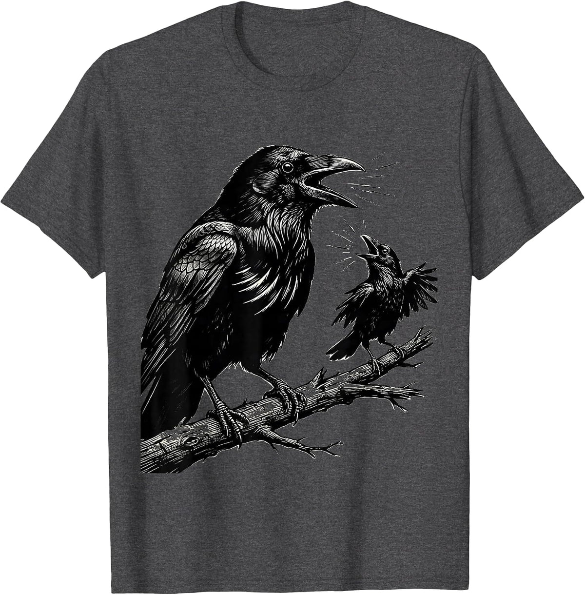 F-Caw-F Crow Dark Humor Gothic Raven Bird T-Shirt - Dark Heather Grey