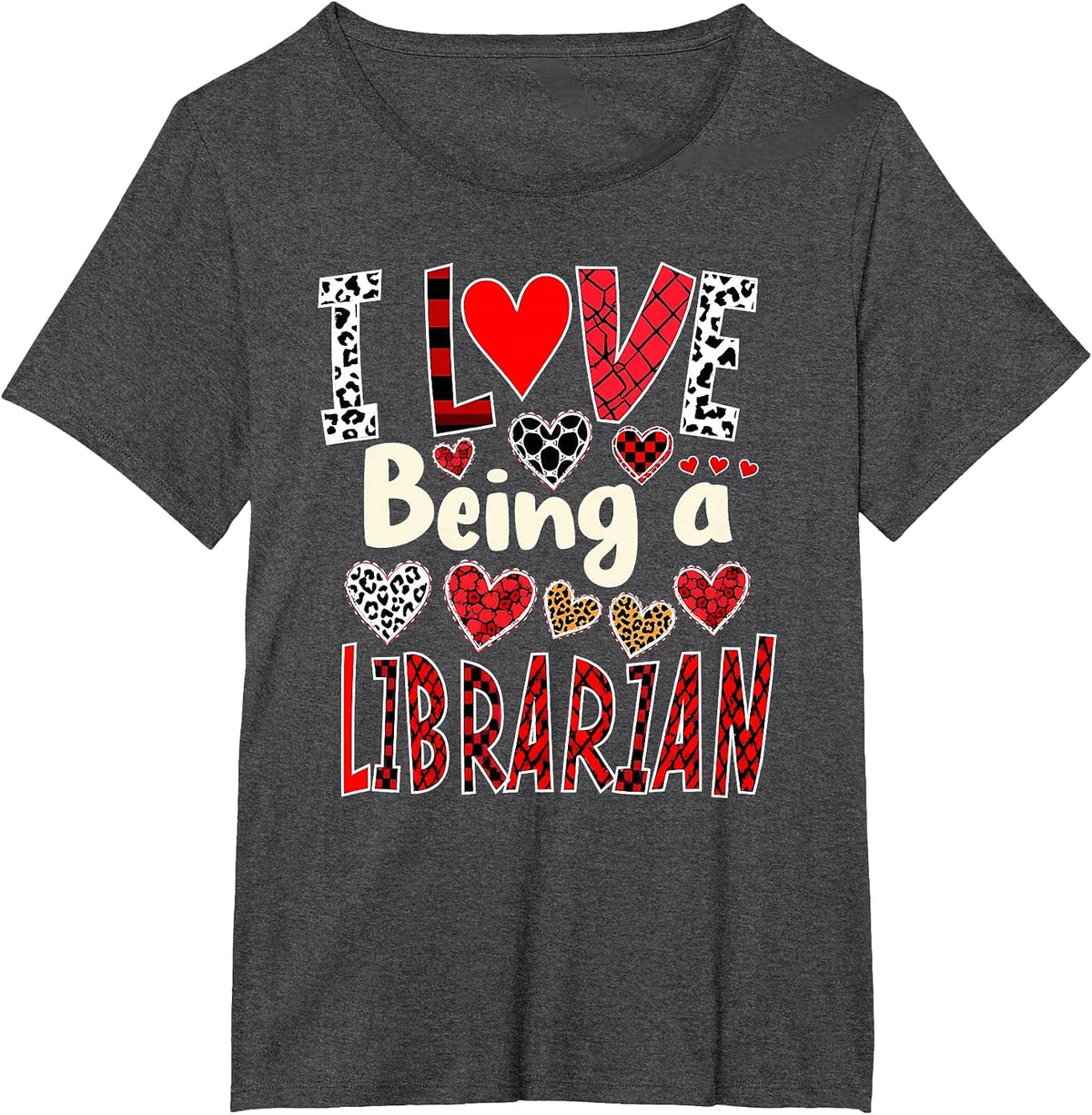 Funny I Love Being a Librarian Valentine's Day T-Shirt - Dark Heather Grey