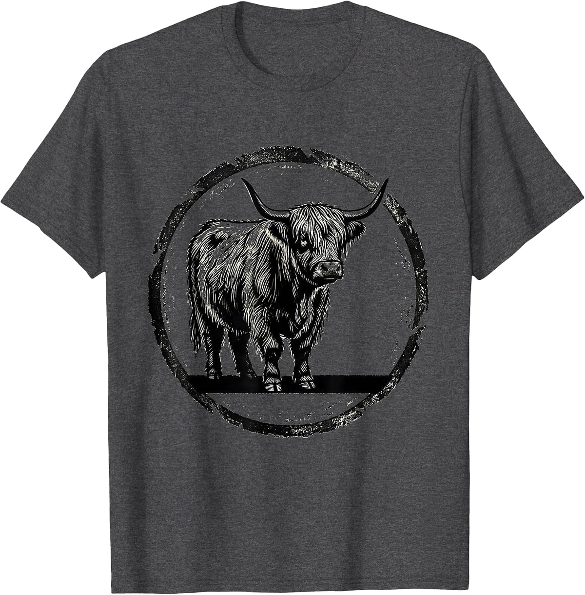 Sealed Highland Cow Rubber Stamp Funny Animal Lover T-Shirt - Dark Heather Grey