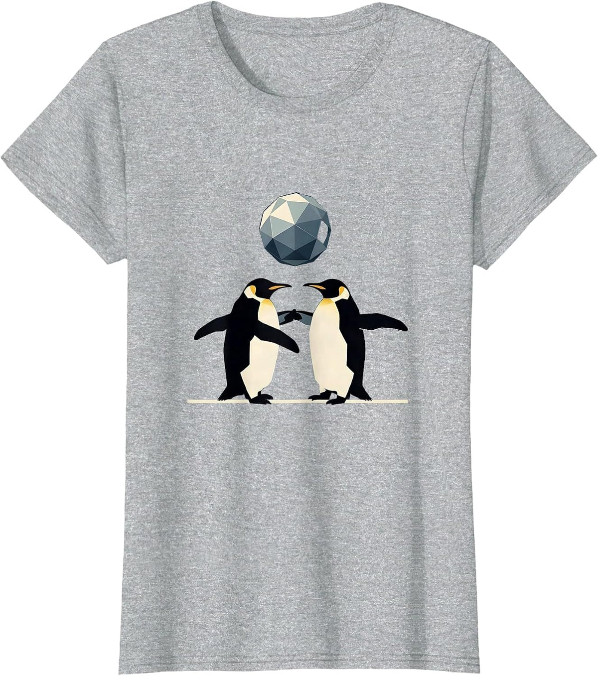 Penguins Slow Dancing Under Disco Ball T-Shirt - Heather Grey