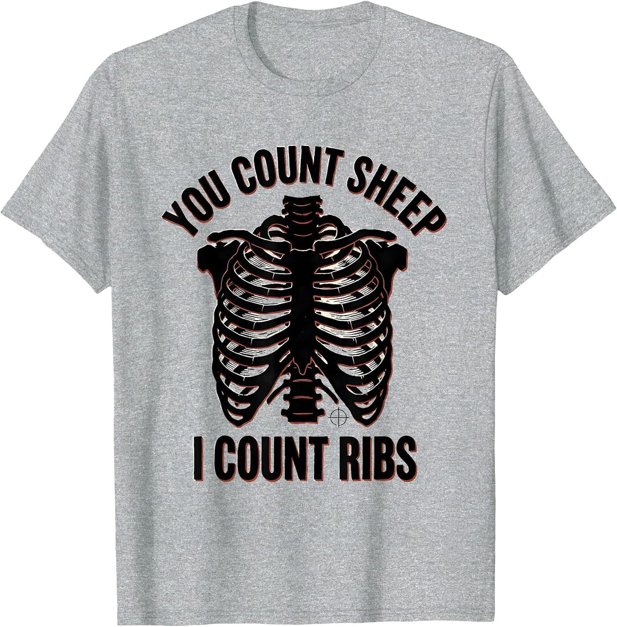Men's You Count Sheep, I Count Ribs Linocut Radiology Tech Humor T-Shirt - Heather Grey
