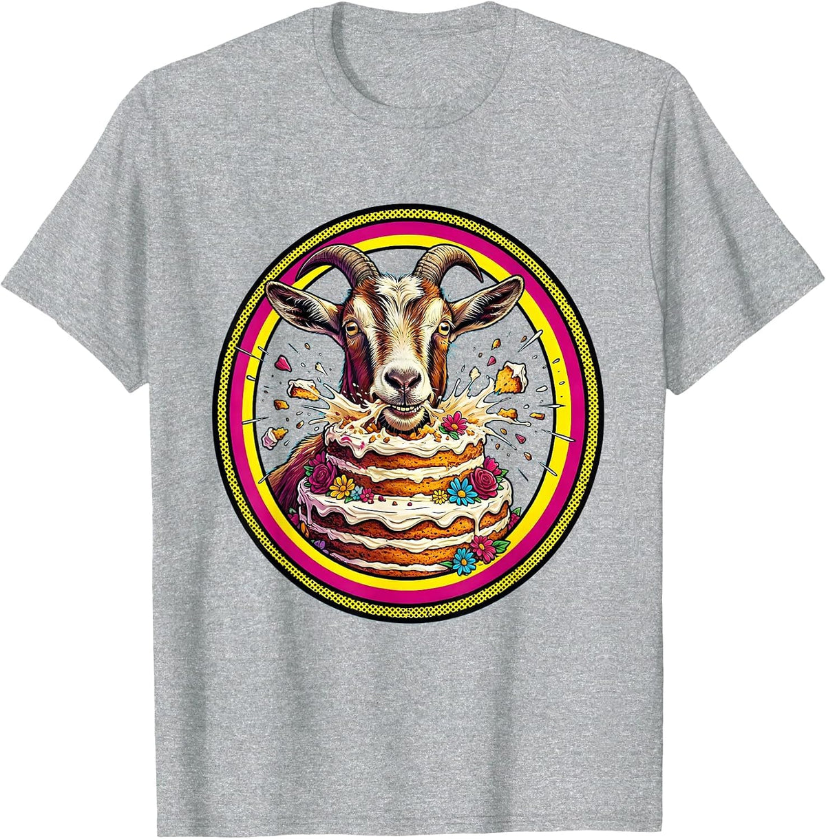 Men's Goat Eating Wedding Cake Funny Reception Art T-Shirt - Heather Grey