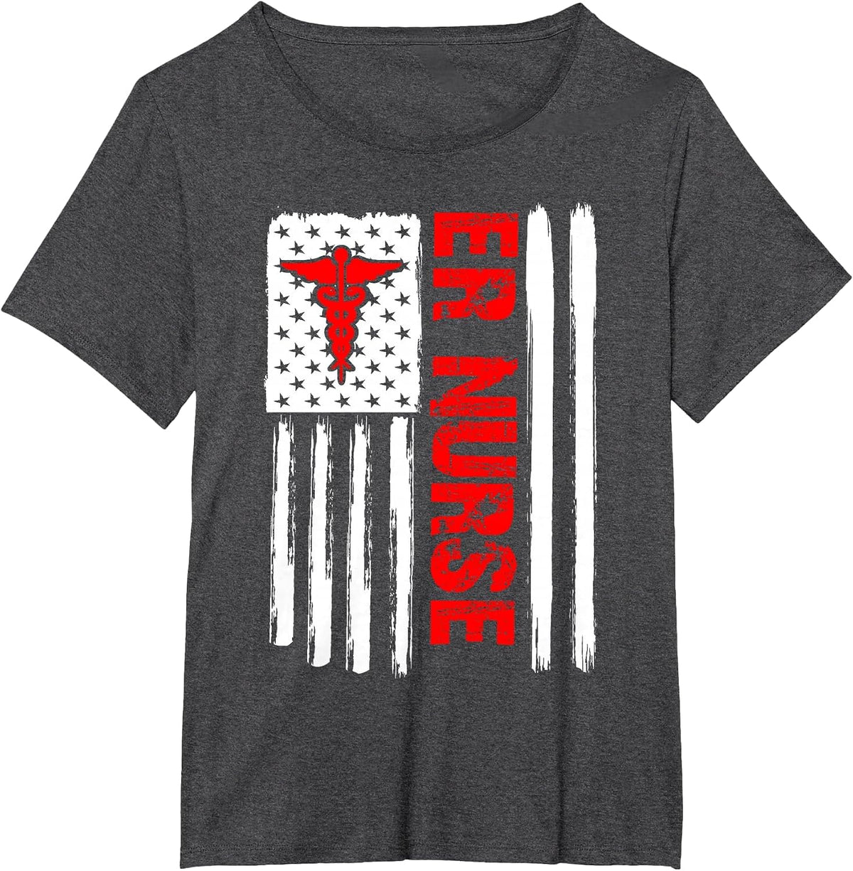 ER Nurse Emergency Room Nurse US Flag Vintage T-Shirt - Dark Heather Grey