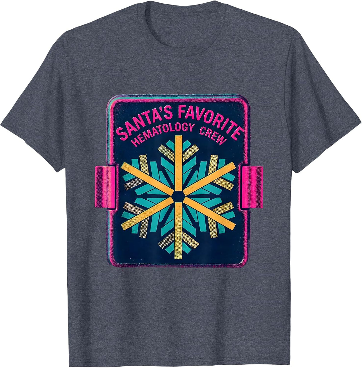Santa's Favorite Hematology Crew Risograph Lab Tech T-Shirt - Heather Blue