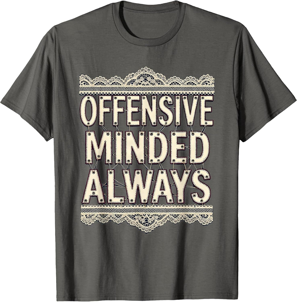 Offensive Minded Always Football Design T-Shirt - Asphalt Grey