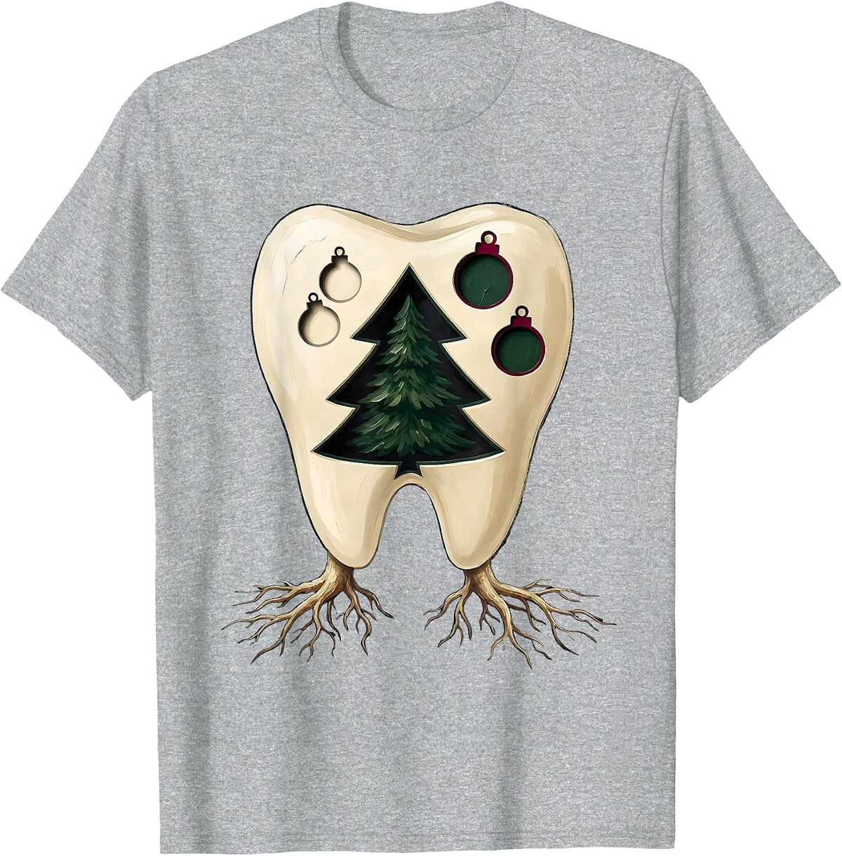 Men's Oversized Broad Tooth Christmas Dentist Dental Team Humor T-Shirt - Heather Grey