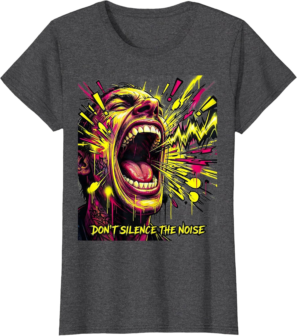Women's Don't Silence The Noise Free Speech Design T-Shirt - Dark Heather Grey