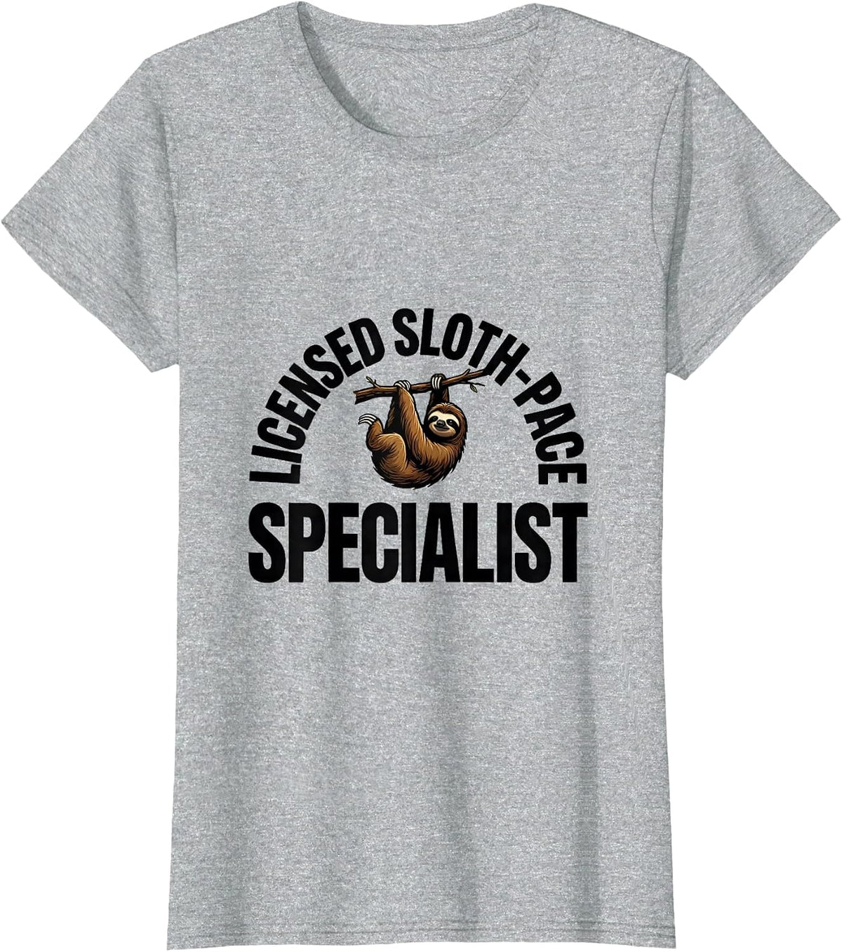 Licensed Sloth-Pace Specialist Funny Sloth Novelty Animal T-Shirt - Heather Grey