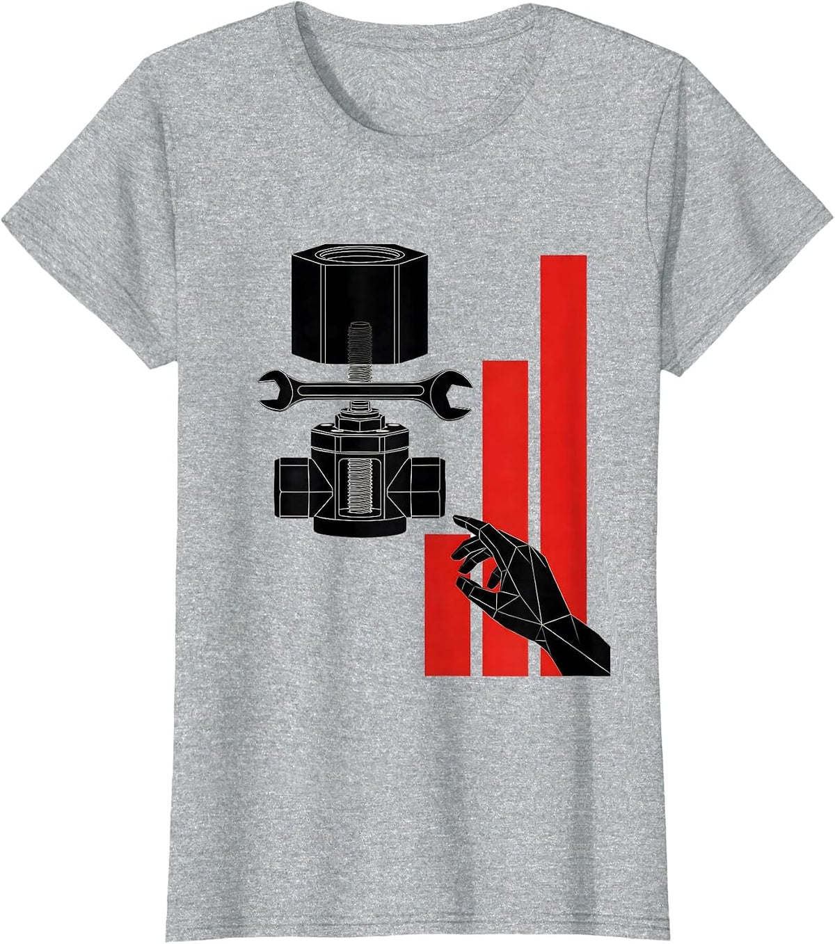Exploded Valve Plumbing Trade Humor Gift for Plumbers T-Shirt - Heather Grey