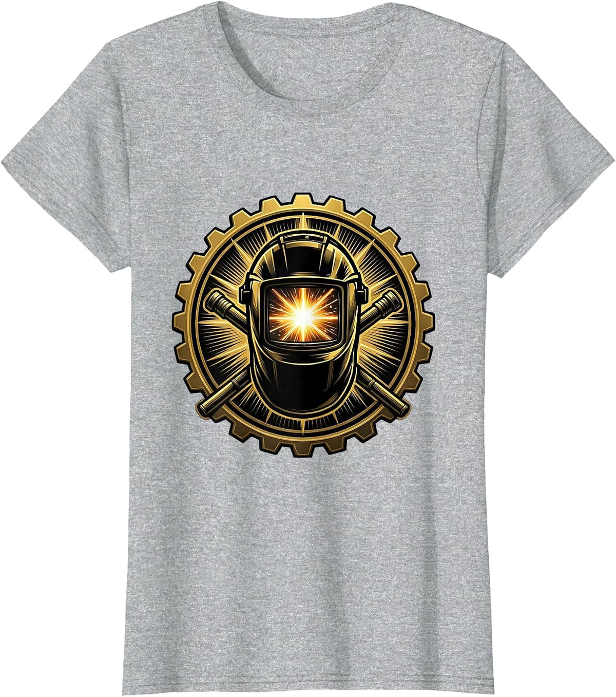 Welder Arc Flash Masked Face Graphic T-Shirt - Heather Grey
