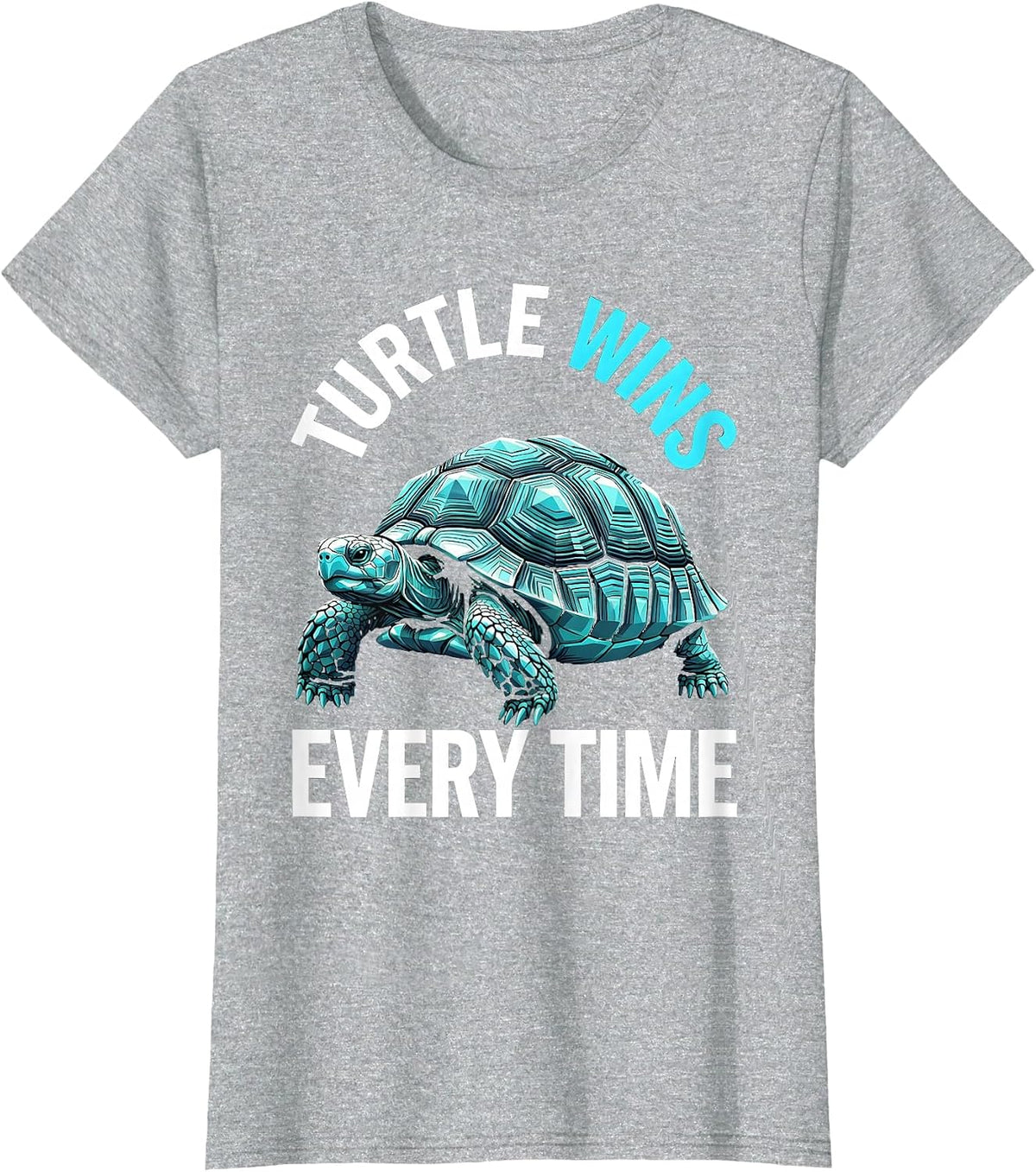 Turtle Wins Every Time Animal Kingdom Design T-Shirt - Heather Grey