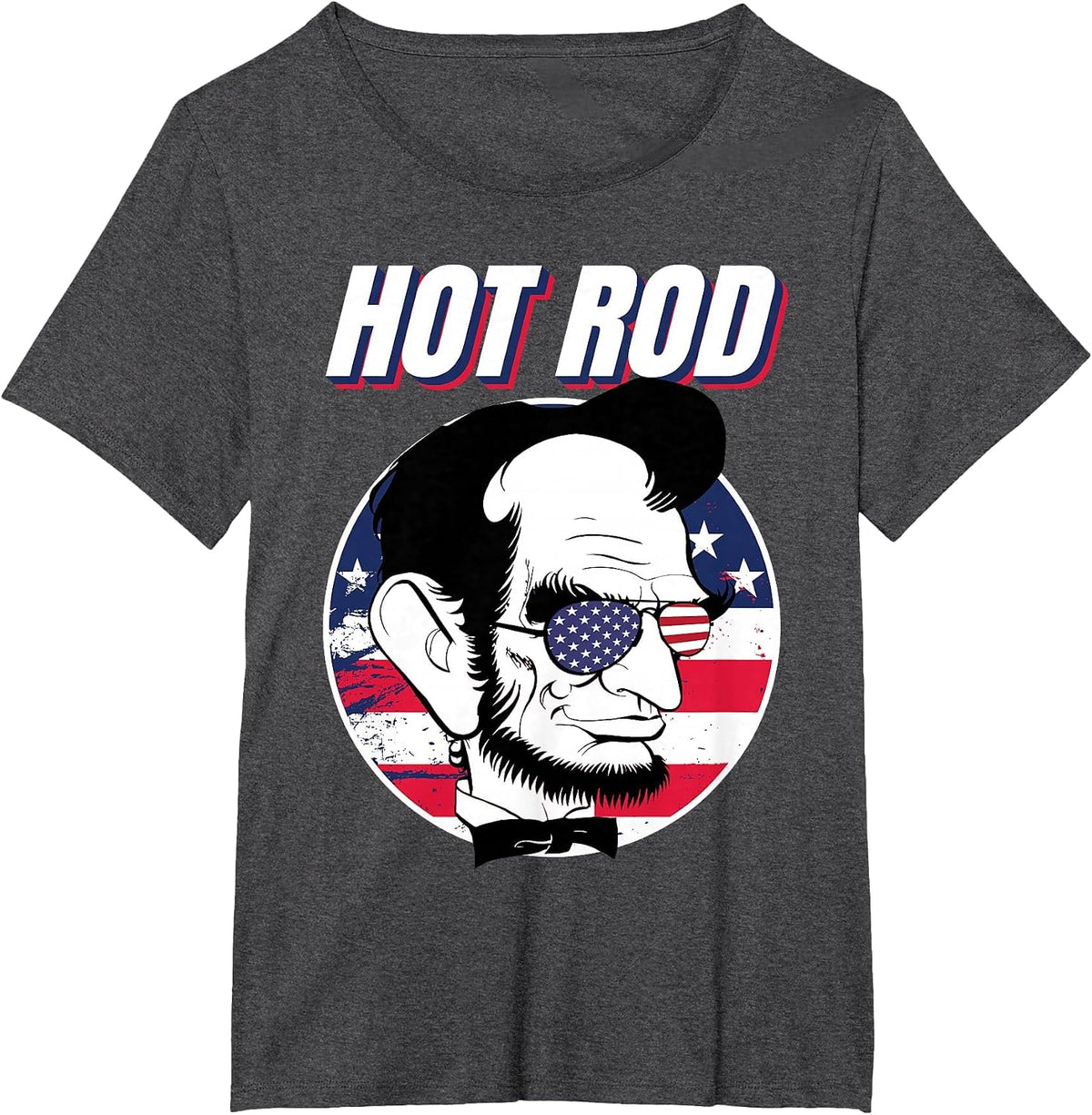 Hot Rod Abraham Lincoln Presidents Day Funny Muscle Car T-Shirt - Dark Heather Grey