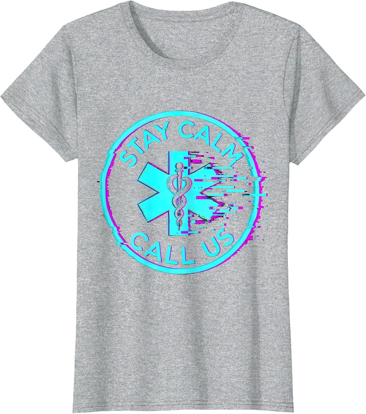 Stay Calm Call Us EMT Rescue Design T-Shirt - Heather Grey