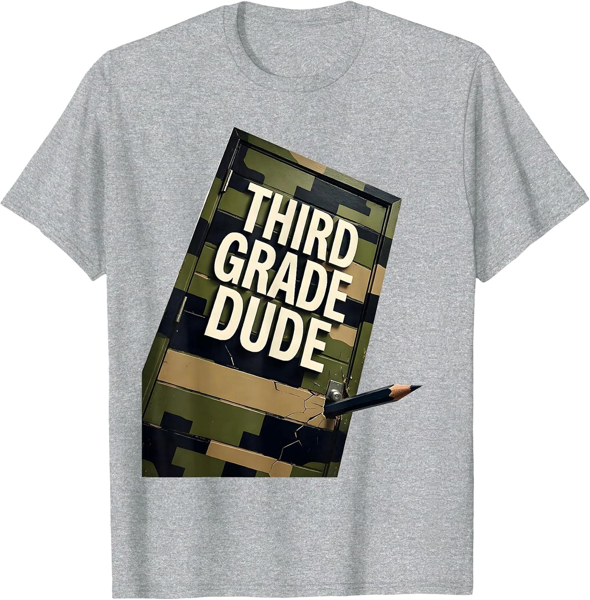Men's Third Grade Dude Camo Back To School Boys Teacher T-Shirt - Heather Grey