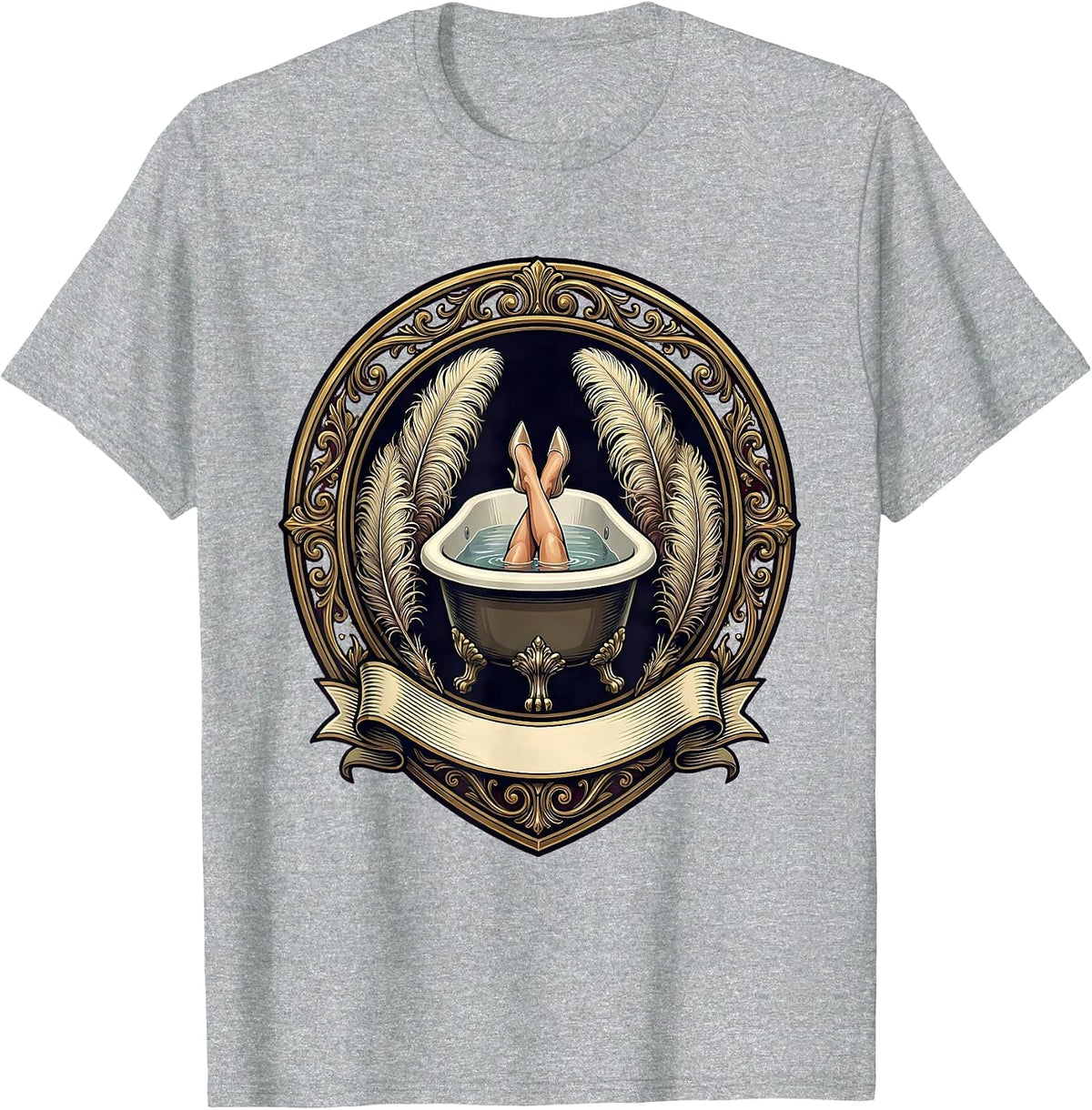 Men's Showgirl Feet Soaking in Tub Backstage Art T-Shirt - Heather Grey