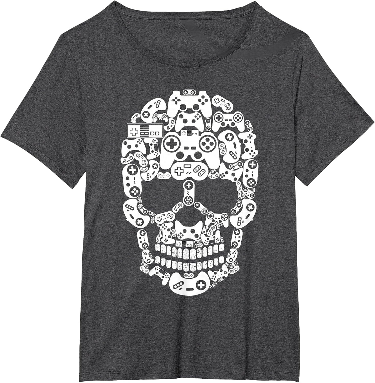 Halloween Skeleton Skull Gamer Boys Men Controller Gaming T-Shirt - Dark Heather Grey