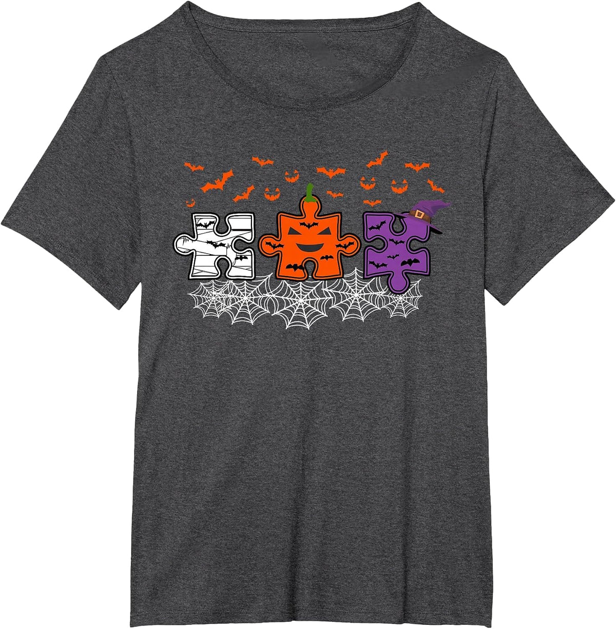 Autism Awareness Puzzle Pieces Scary Halloween Costume T-Shirt - Dark Heather Grey
