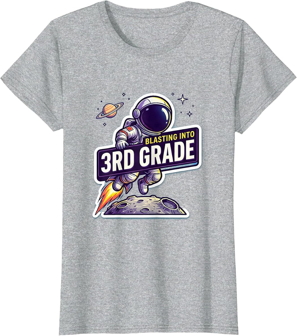 Blasting Into 3rd Grade Playful Astronaut Back To School T-Shirt - Heather Grey