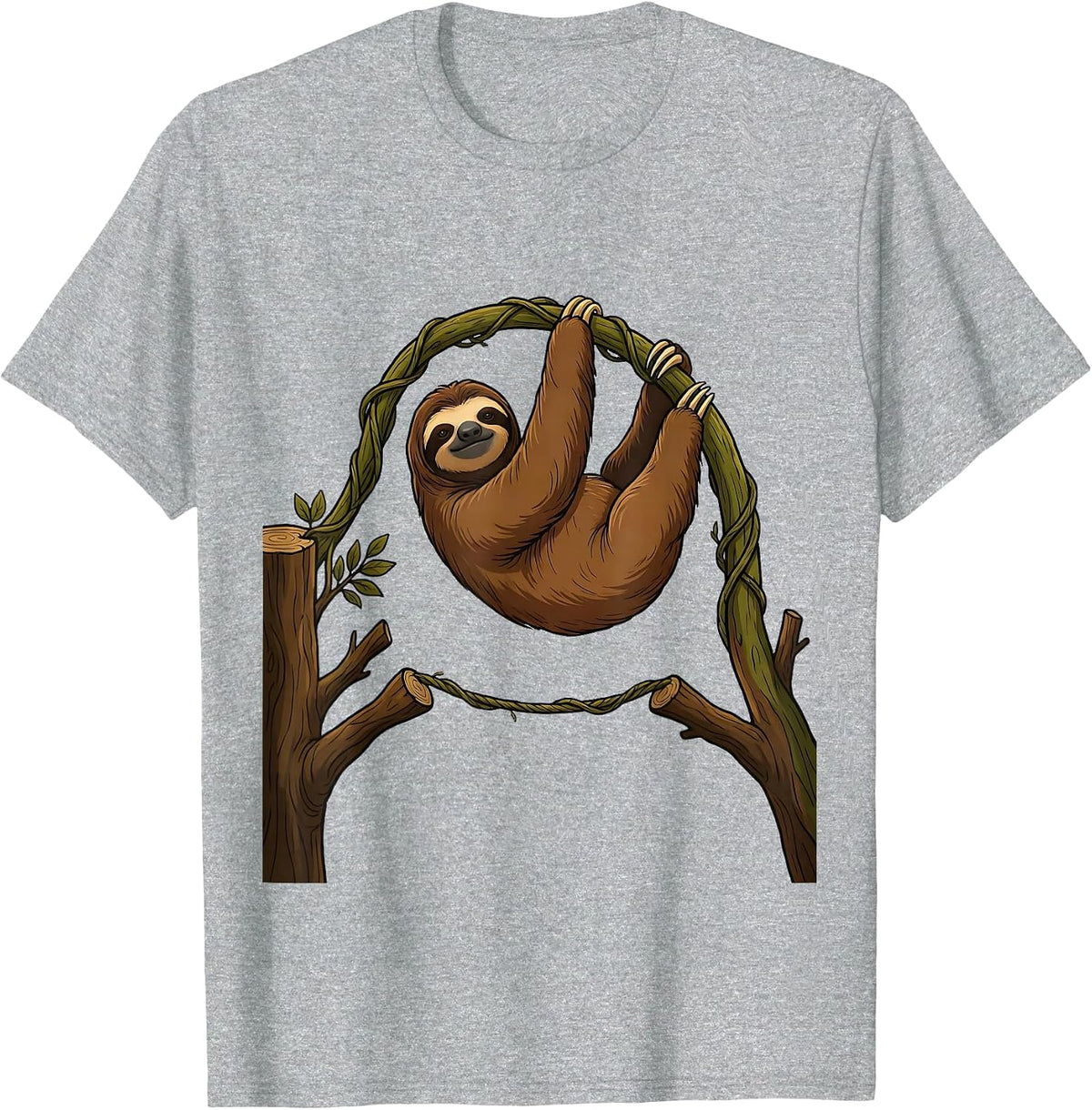 Men's Sloth Vine Chill Humor Novelty Gift T-Shirt - Heather Grey