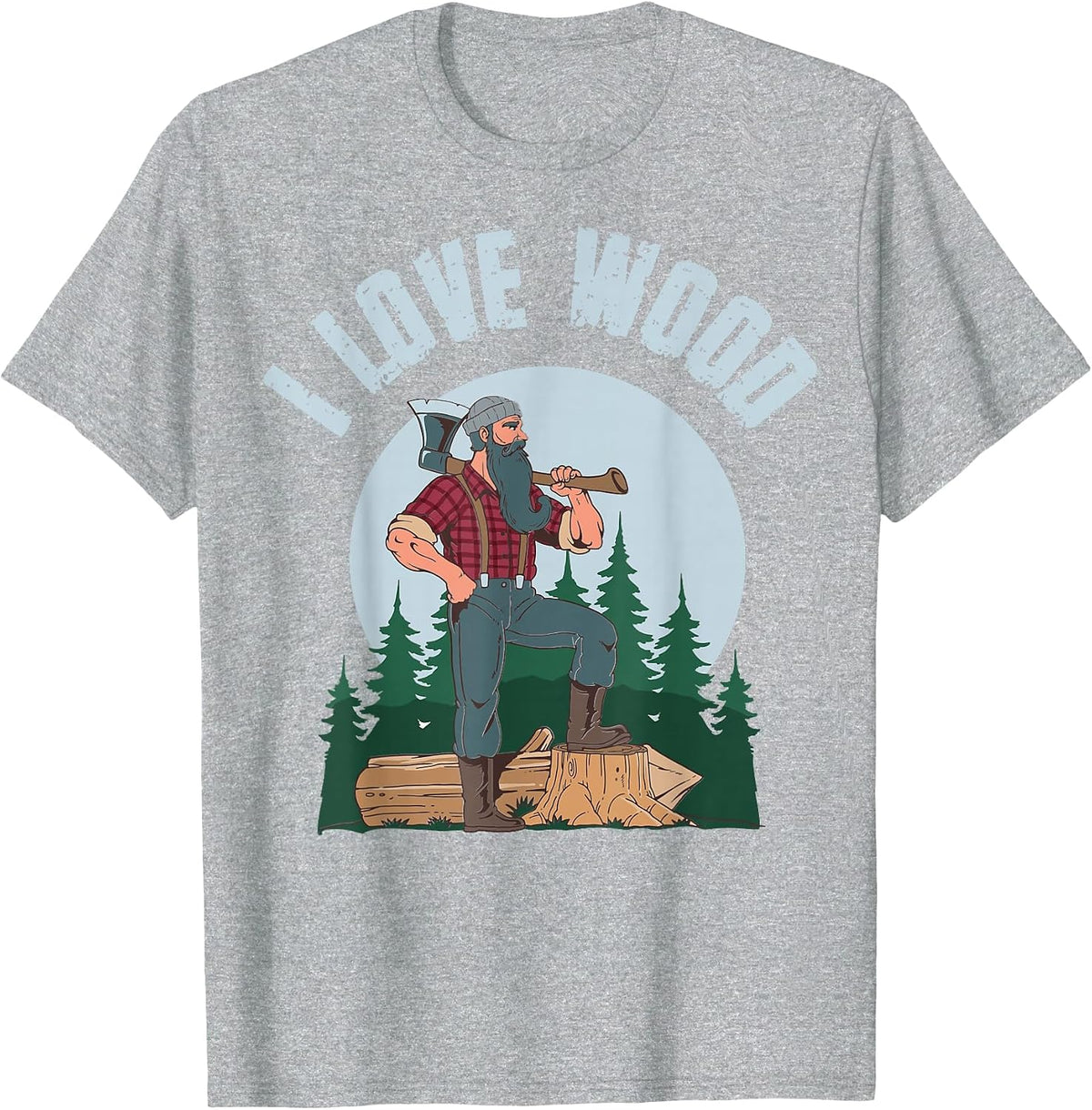 I Love Wood T-Shirt - Heather Grey
