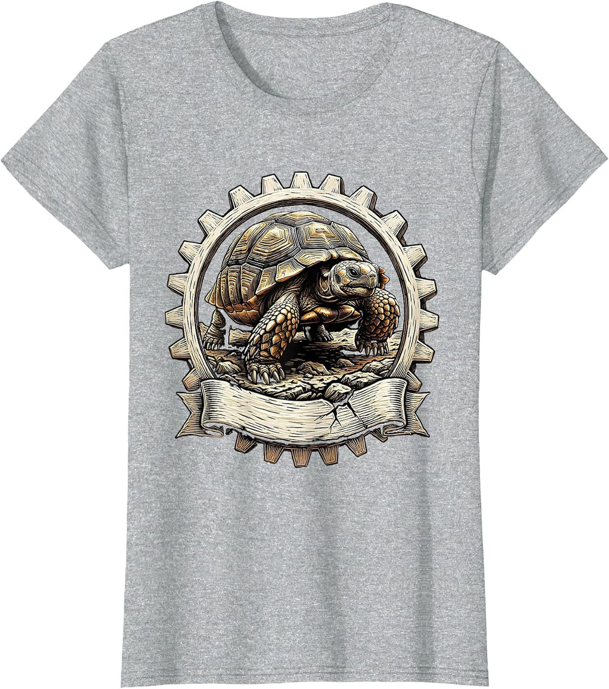 Determined Tortoise Crossing the Finish Line T-Shirt - Heather Grey