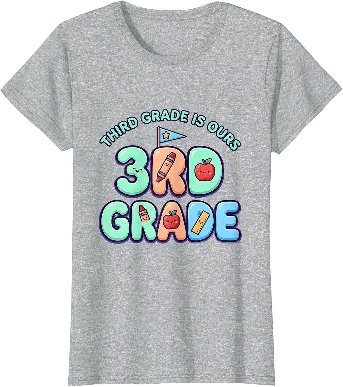 Third Grade Is Ours Cute Kawaii Teacher Back To School T-Shirt - Heather Grey