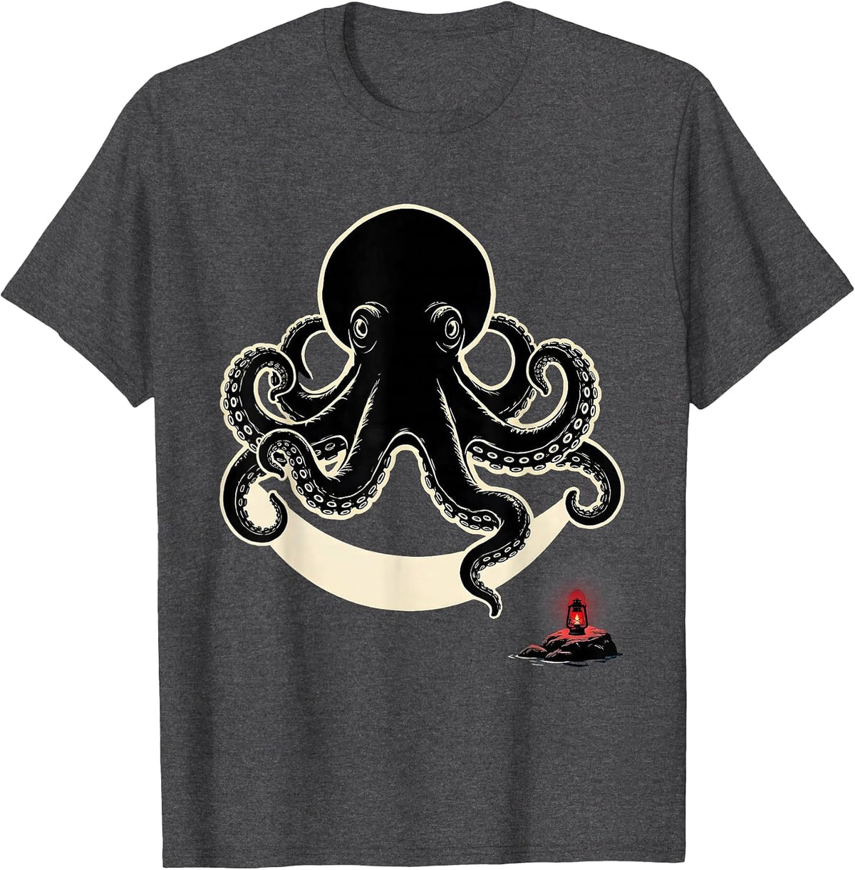 Kraken Sea Monster Vintage Octopus Lover T-Shirt - Dark Heather Grey